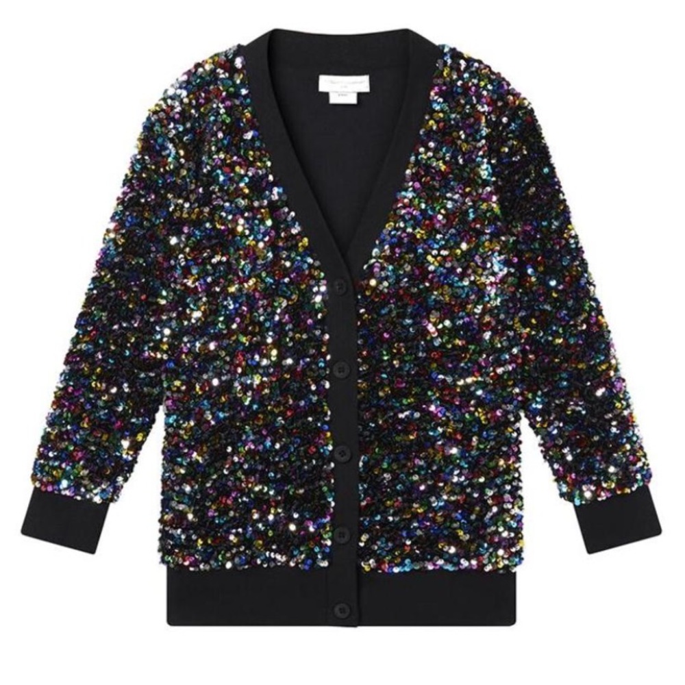 Stella McCartney Black Sequin Multi-Color Cardigan